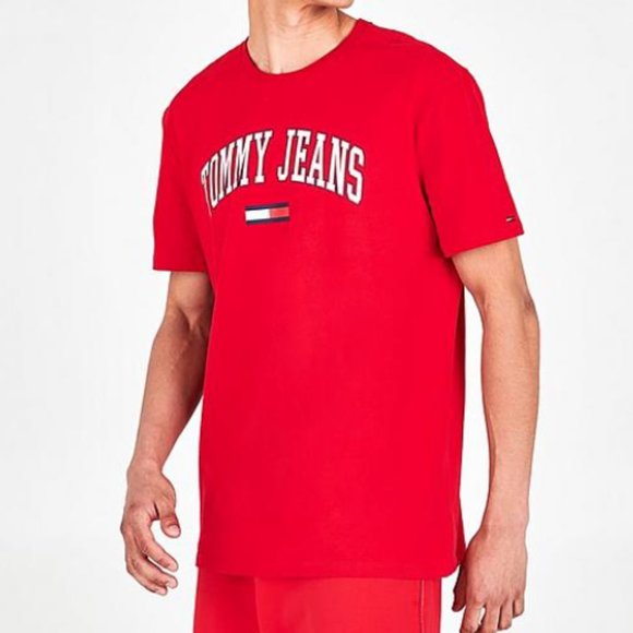 Tommy Jeans Graphic Tee Mens Large Crew Neck Short Sleeve Red - Picture 4 of 6